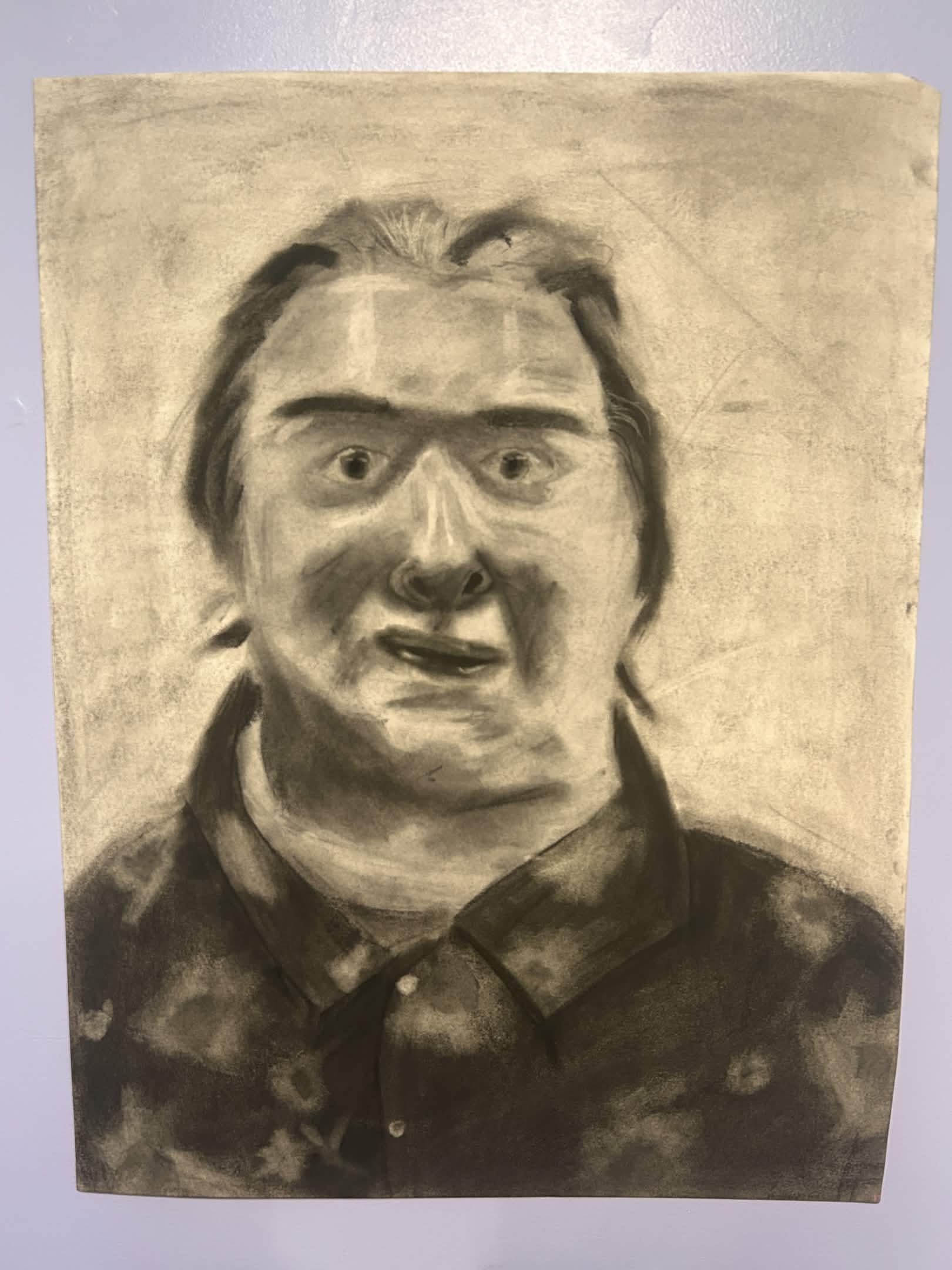 19" x 24" self portrait done in charcoal